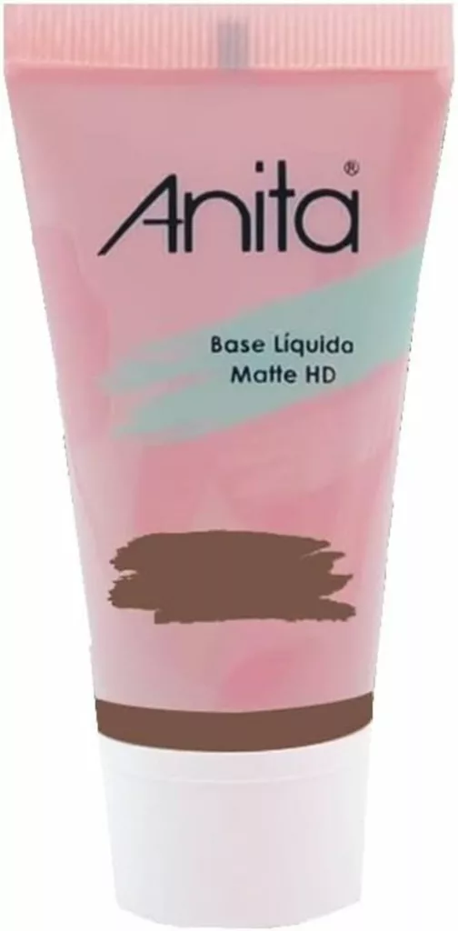 Ilustramos um frasco da base ideal para peles negras Anita Base Liquida Hd Matte Base 12 Matte