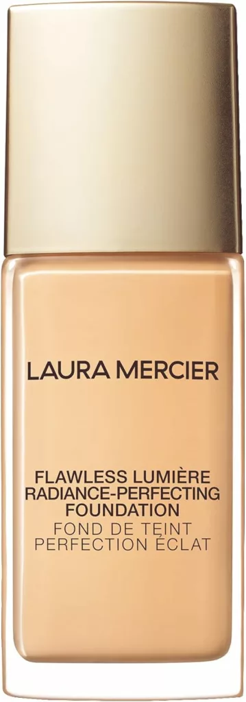 Ilustramos com essa imagem um frasco da base Laura Mercier Flawless Lumière Radiance-Perfecting Foundation ideal para pele madura