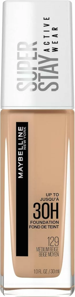 Ilustramos um frasco da base matte para pele Maybelline Superstay Active Wear