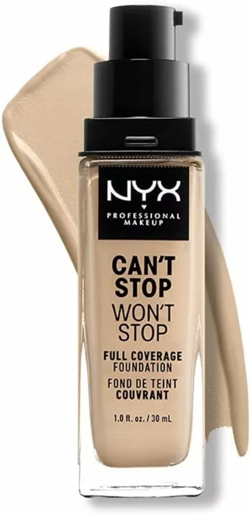 Ilustramos um frasco da base para pele oleosa NYX Can’t Stop Won’t Stop Foundation