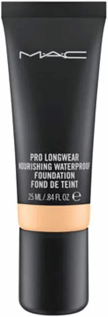 Ilustramos um frasco da base para pele ideal para praias MAC Pro Longwear Nourishing Waterproof Foundation